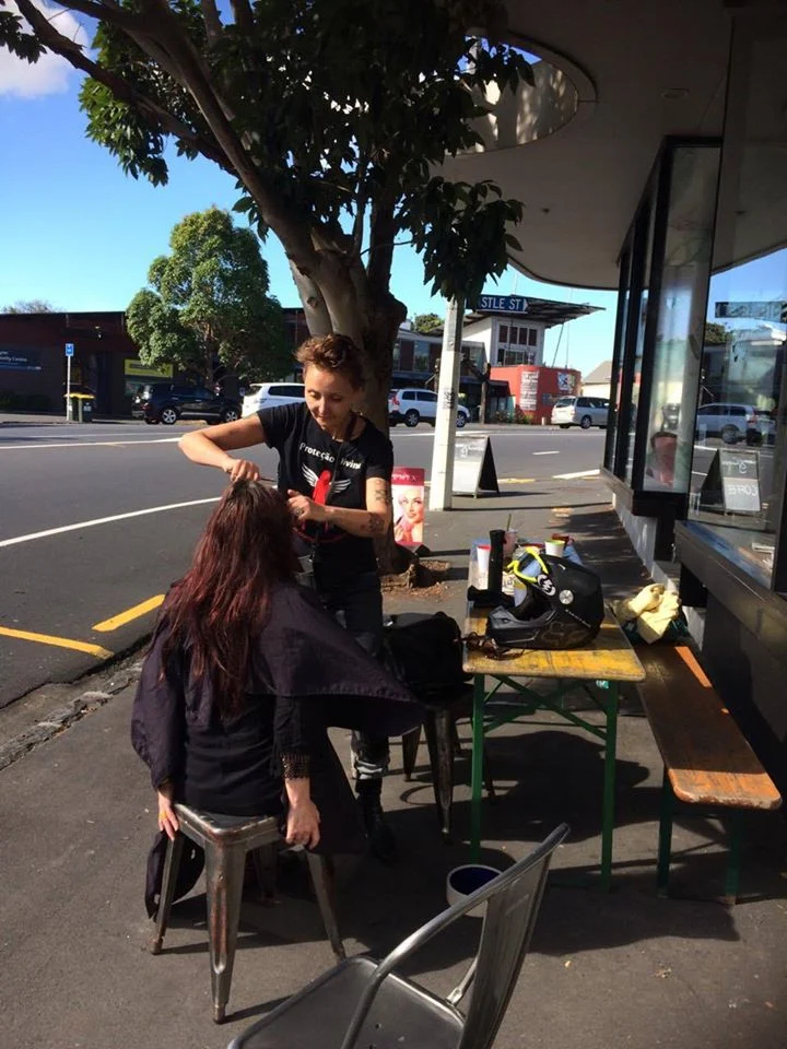 An outdoor hairdressing appointment