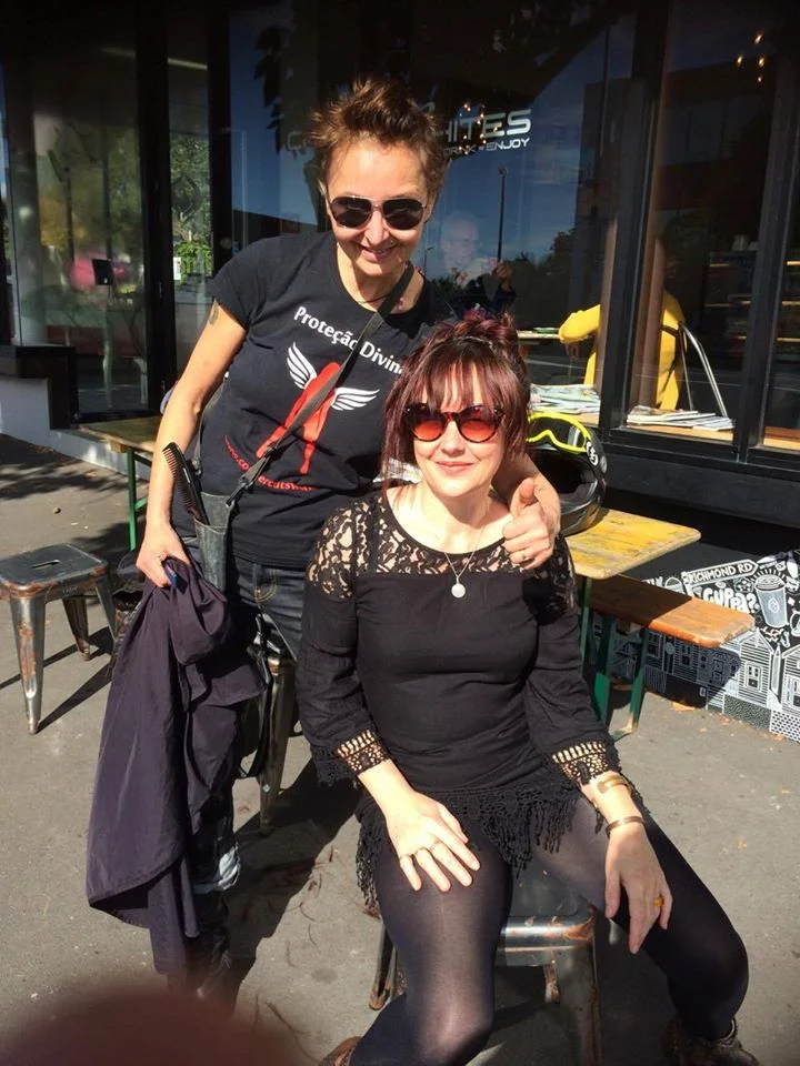 Margita with a client after a haircut