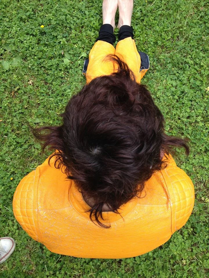 Dark layered hair viewed from above
